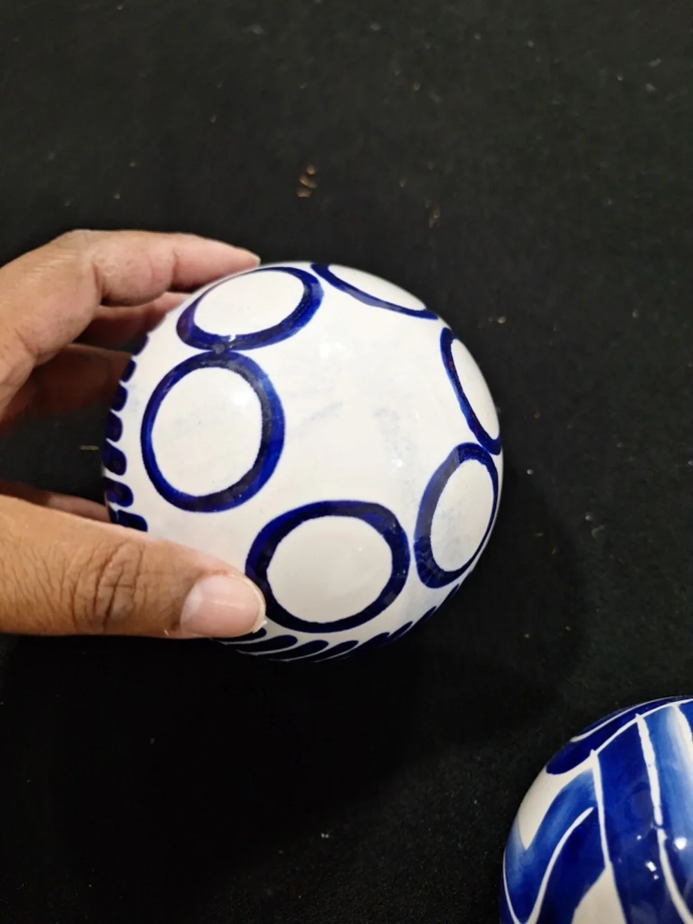 Pier 1 Imports Blue And White Porcelain Balls Decor Ceramic 2 Pcs